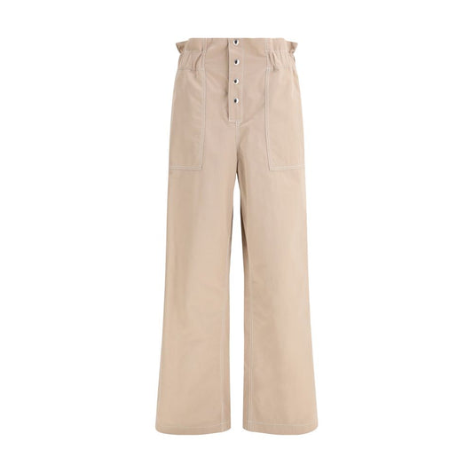 Pantalon décontracté en coton beige Marni