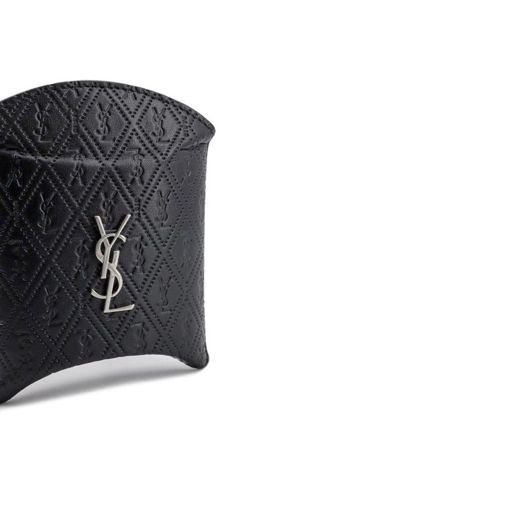 Étui pour AirPods Saint Laurent en cuir de veau noir