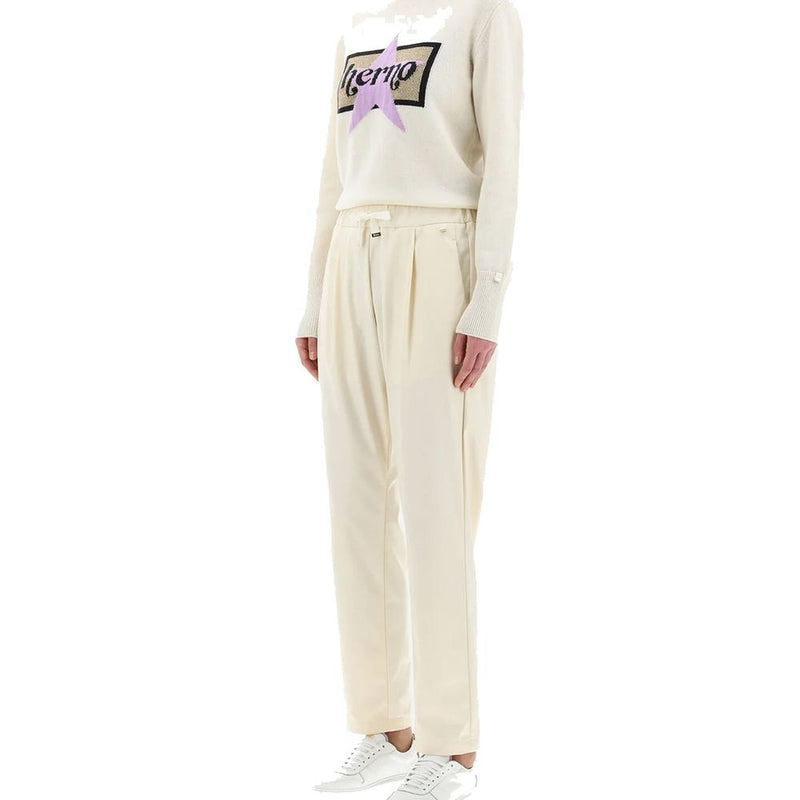 Herno Women's White Polyester Casual Pants - Elegance & Comfort