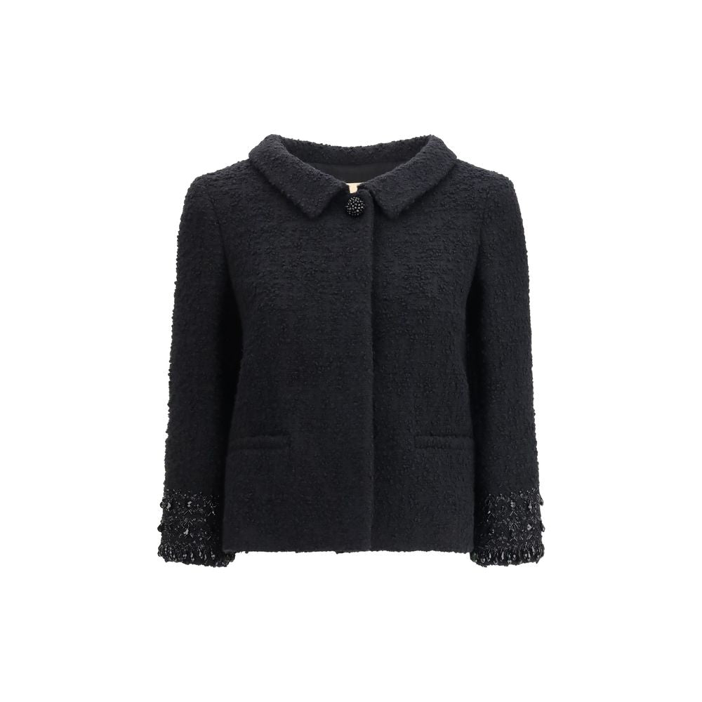 Valentino Garavani Black Fleece Wool Coat for Women