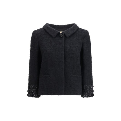 Valentino Black Fleece Wool Coat