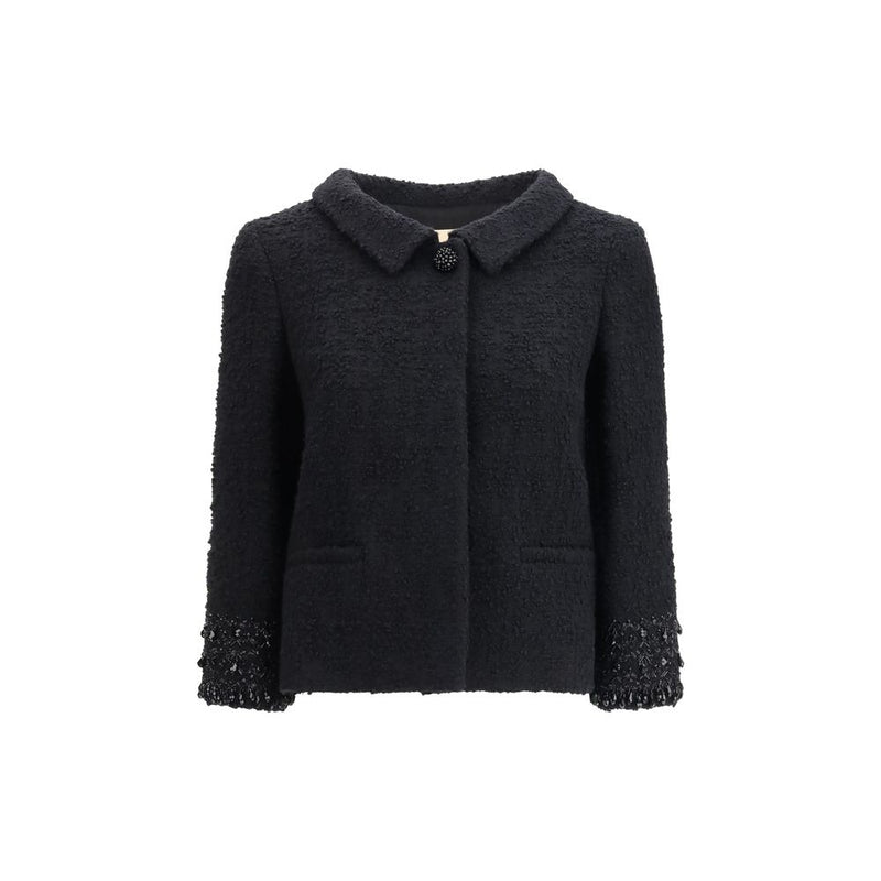 Valentino Garavani Black Fleece Wool Coat for Women