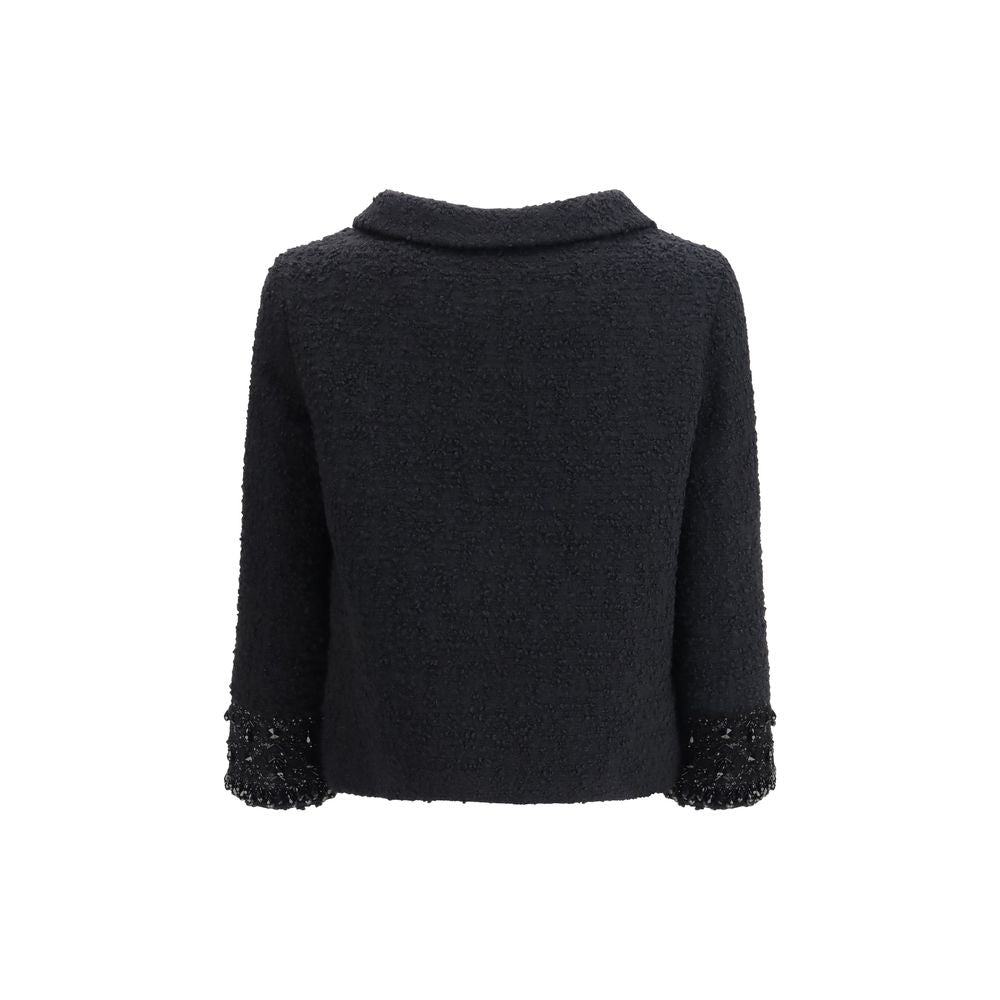 Valentino Garavani Black Fleece Wool Coat for Women