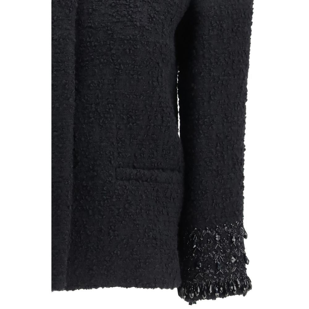Valentino Garavani Black Fleece Wool Coat for Women