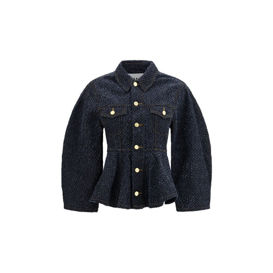 Veste en denim de coton bleu Ganni