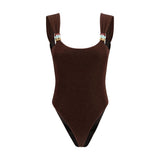 Oséree Lumière Multi Ring Maillot Brown One-Piece Swimsuit