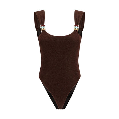 Maillot de bain une pièce en polyamide marron Oséree