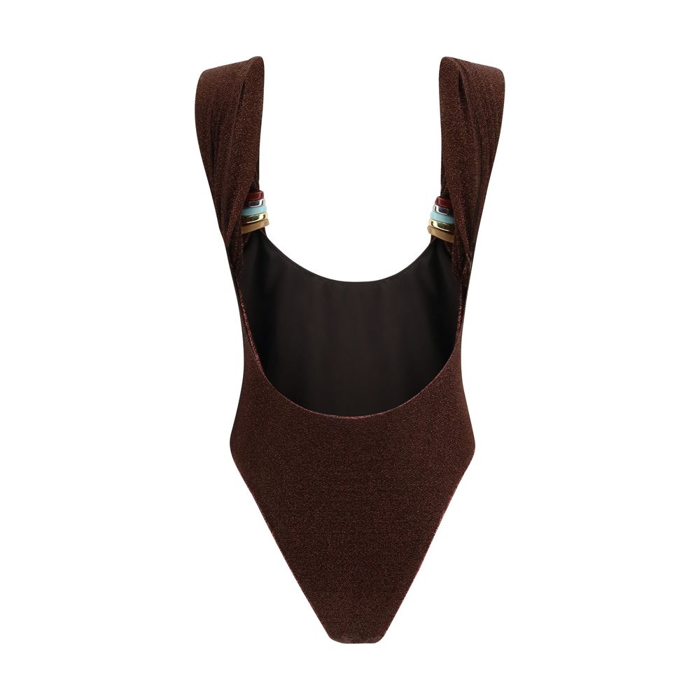 Oséree Lumière Multi Ring Maillot Brown One-Piece Swimsuit