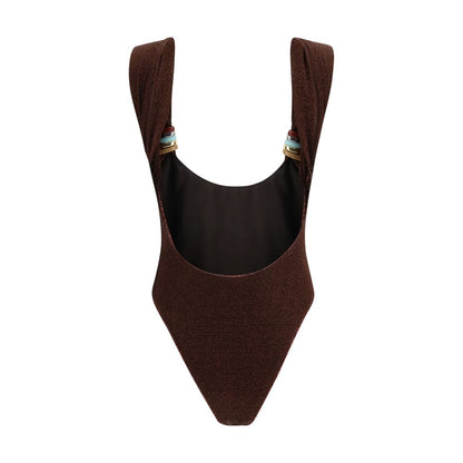 Maillot de bain une pièce en polyamide marron Oséree