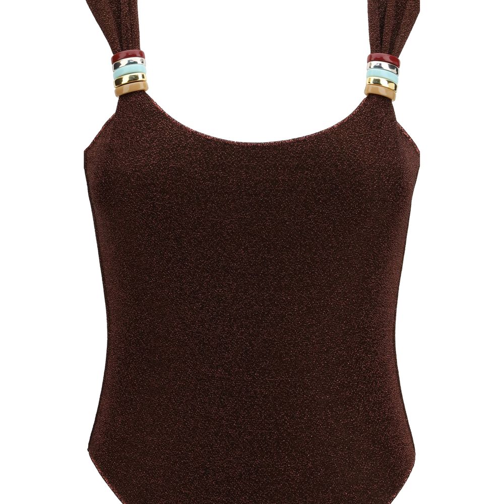 Oséree Lumière Multi Ring Maillot Brown One-Piece Swimsuit
