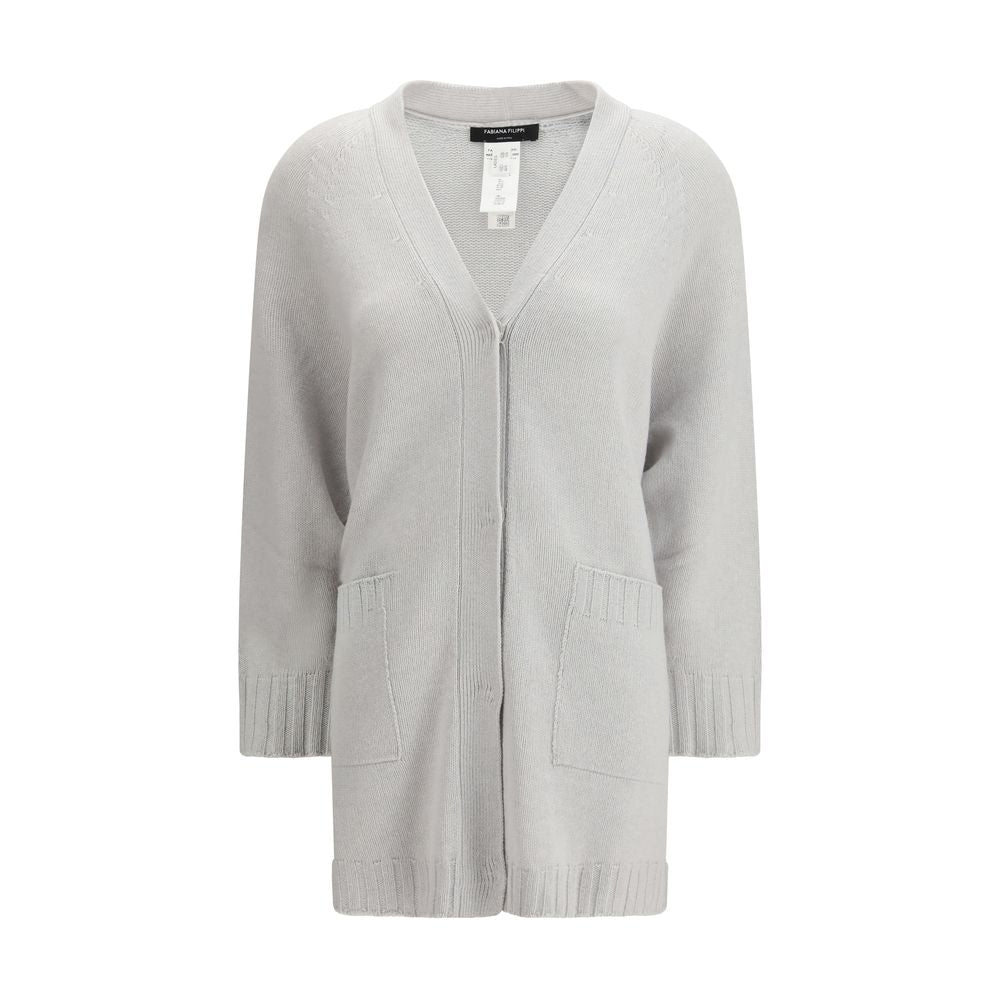 Fabiana Filippi Gray Fleece Wool Cardigan - Elegant Women's Sweater