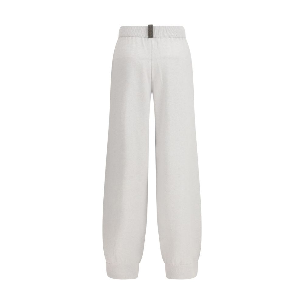 Fabiana Filippi Gray Fleece Wool Jewel Detail Casual Pants
