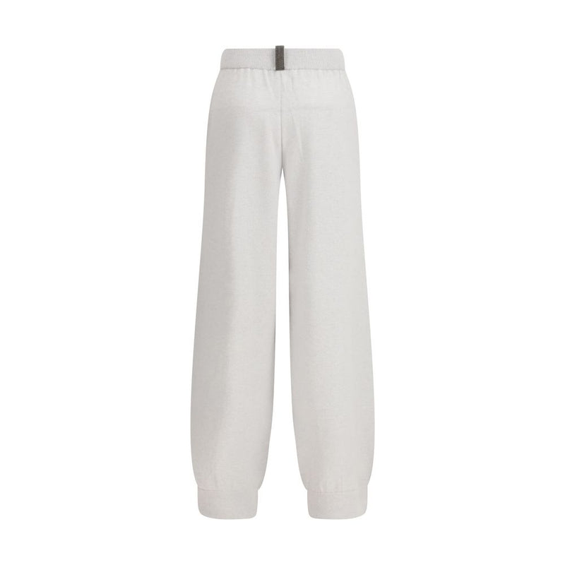 Fabiana Filippi Gray Fleece Wool Jewel Detail Casual Pants