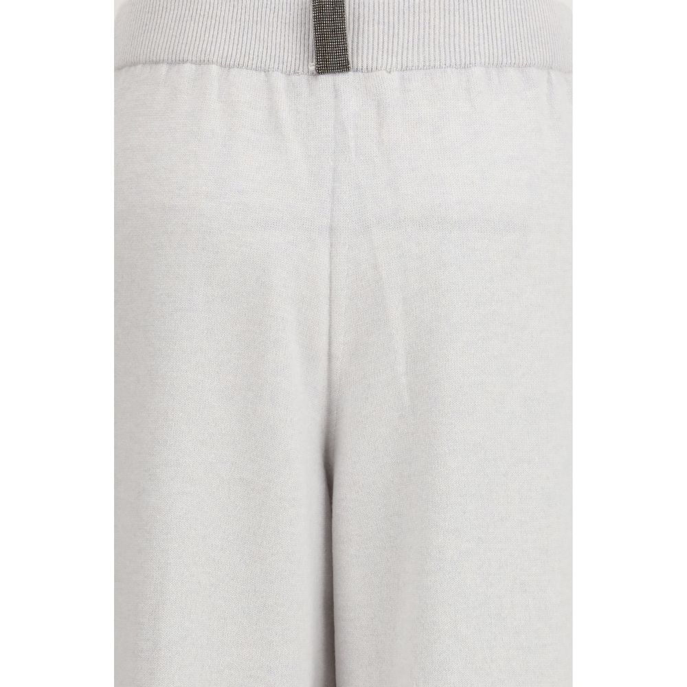 Fabiana Filippi Gray Fleece Wool Jewel Detail Casual Pants