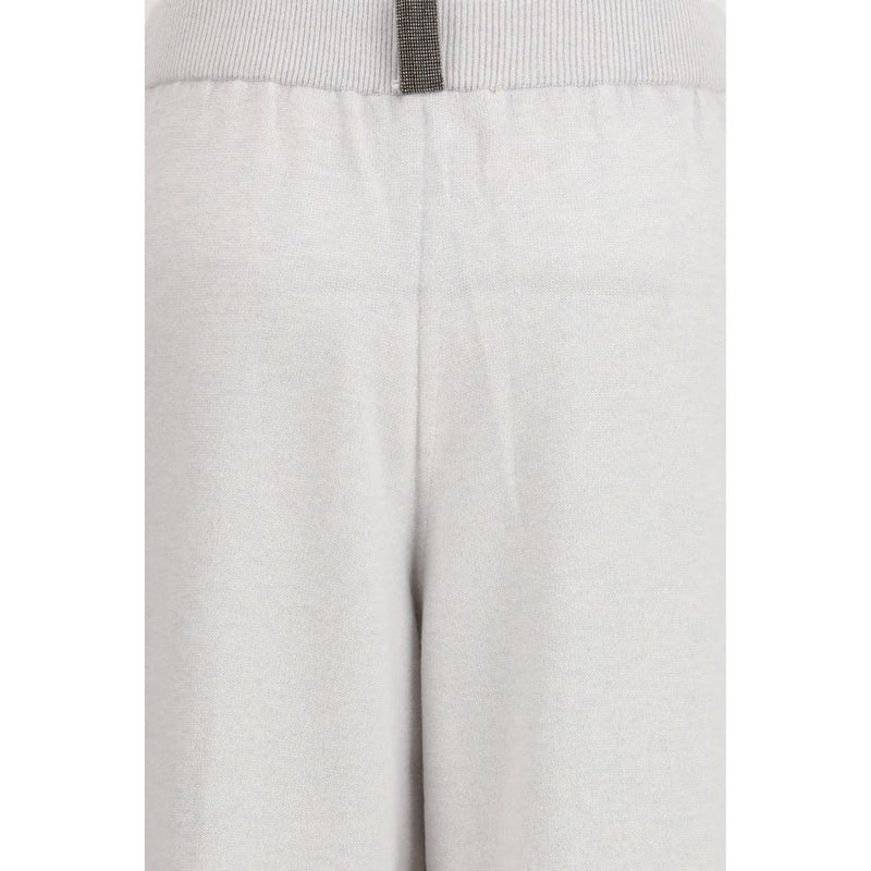 Fabiana Filippi Gray Fleece Wool Jewel Detail Casual Pants