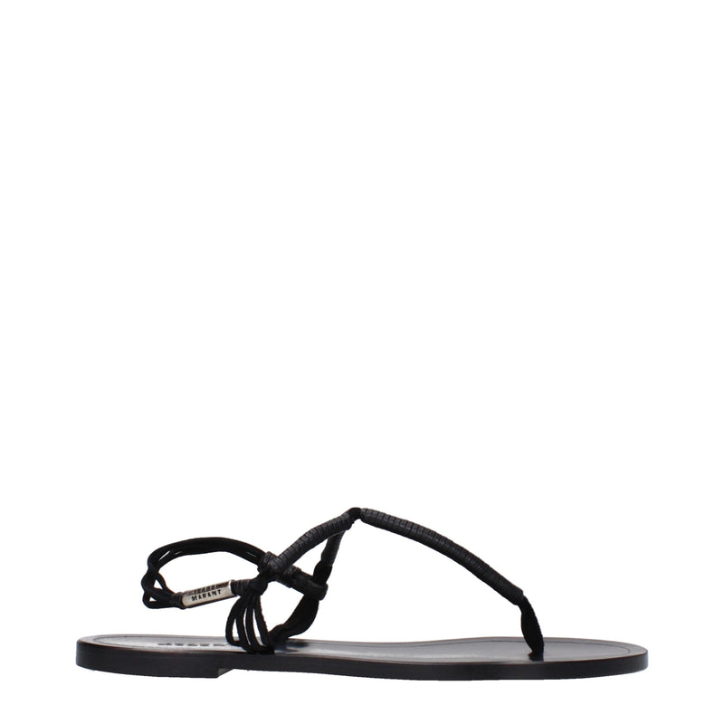 Isabel Marant Black Leather Flip-Flop Sandals for Women