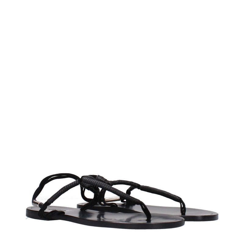 Isabel Marant Black Leather Flip-Flop Sandals for Women