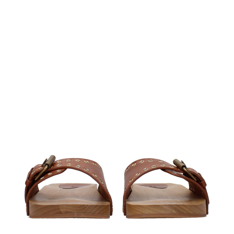 Isabel Marant Brown Leather Slippers for Women - Stylish Comfort