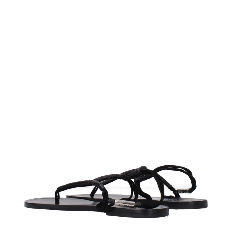 Isabel Marant Black Leather Flip-Flop Sandals for Women