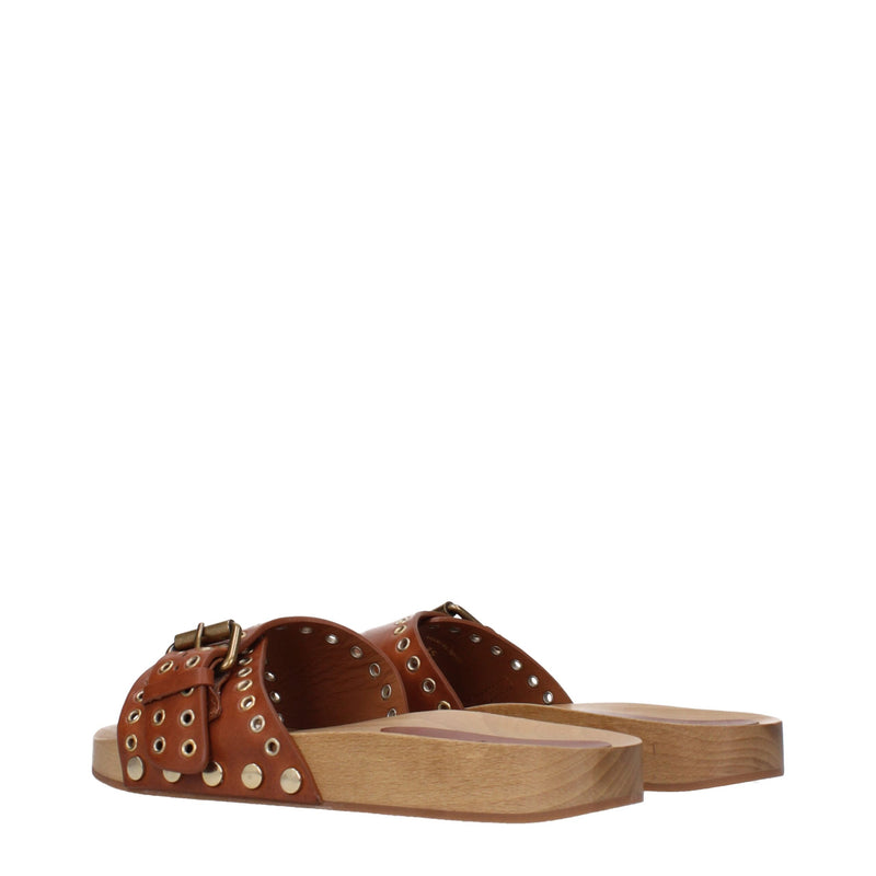 Isabel Marant Brown Leather Slippers for Women - Stylish Comfort