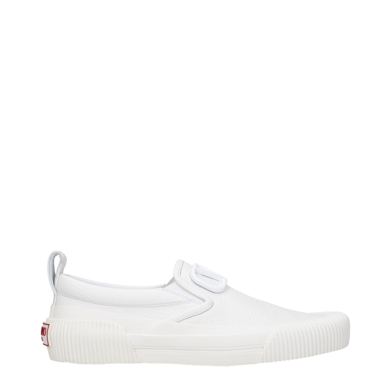 Valentino Garavani White Leather Slip-On Loafers for Men