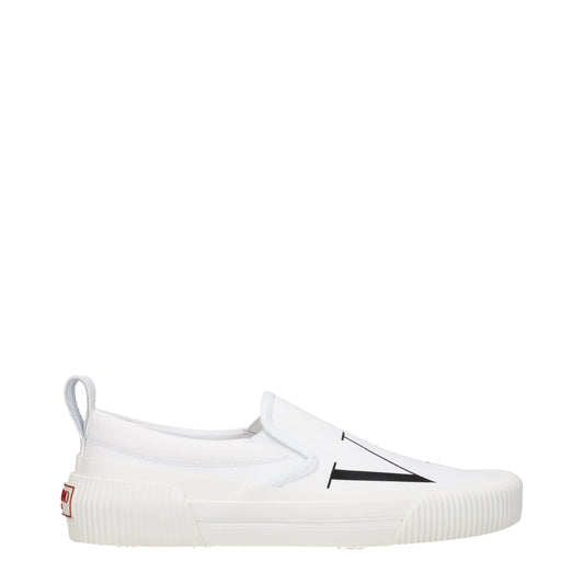 Valentino Garavani White Fabric Slip-On Loafers for Men