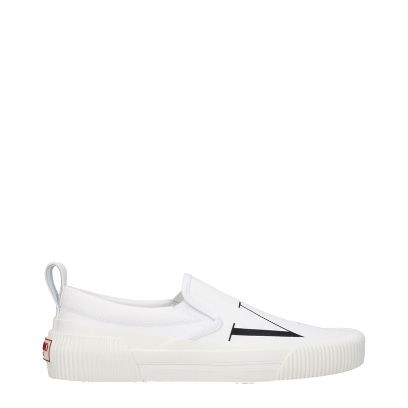 Valentino Garavani White Fabric Slip-On Loafers for Men