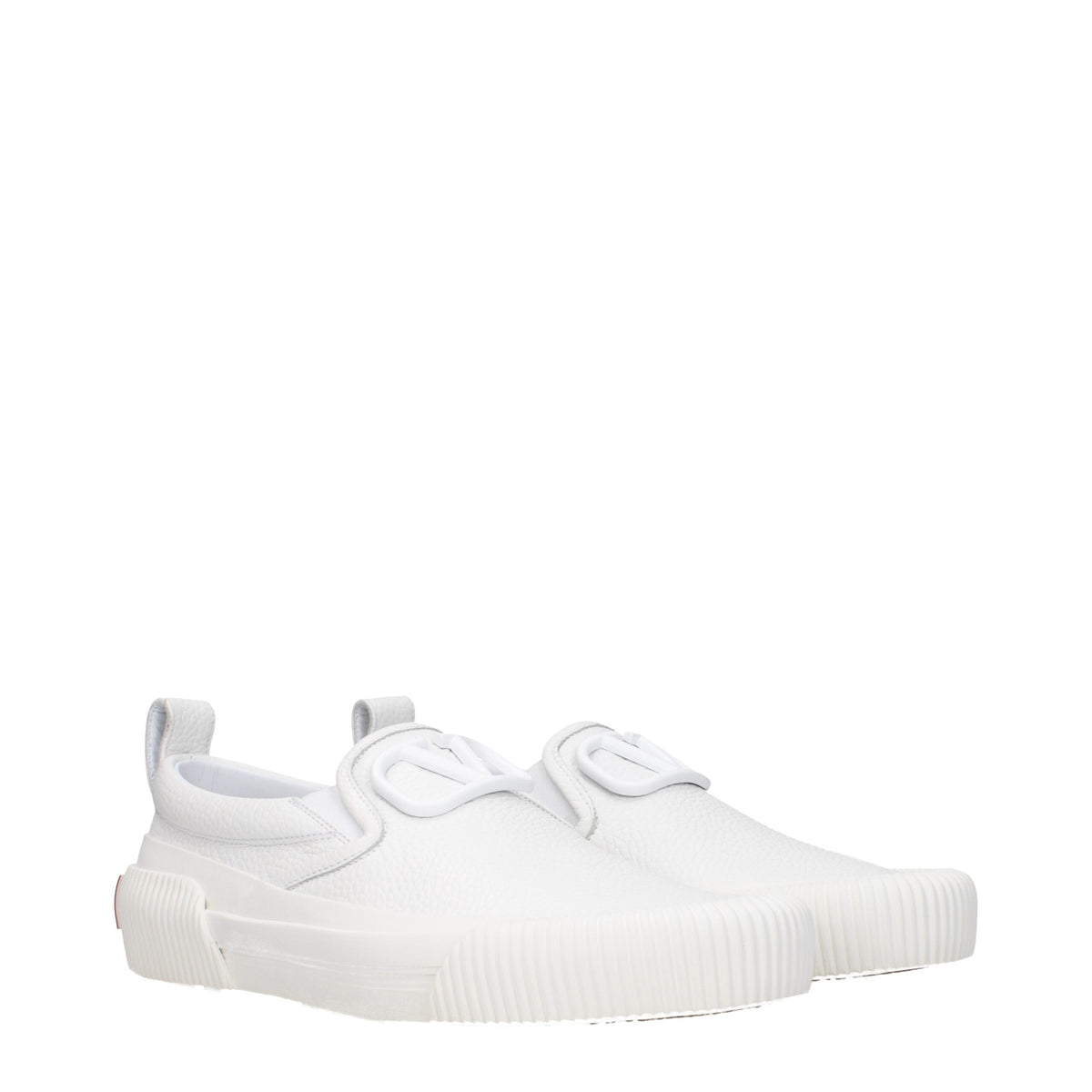 Valentino Garavani White Leather Slip-On Loafers for Men