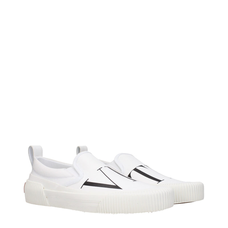 Valentino Garavani White Fabric Slip-On Loafers for Men