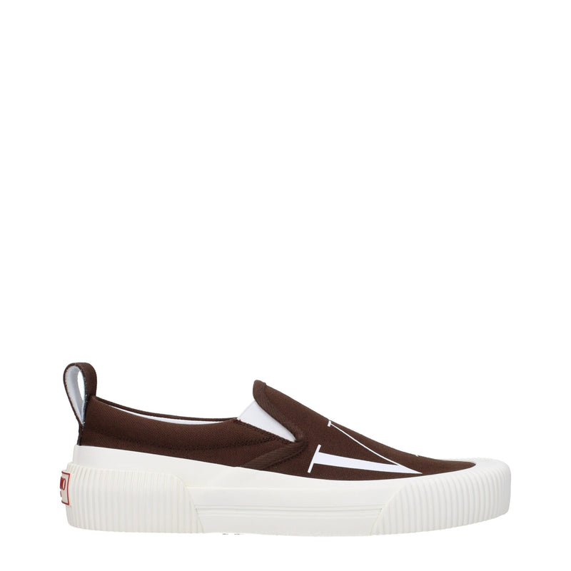 Valentino Garavani Brown Fabric Slip-On Loafers for Men