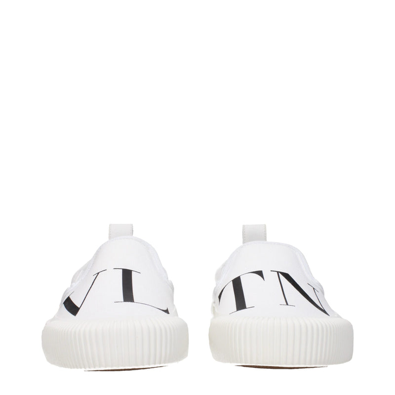 Valentino Garavani White Fabric Slip-On Loafers for Men