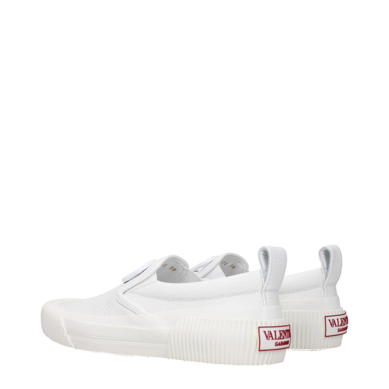 Valentino Garavani White Leather Slip-On Loafers for Men