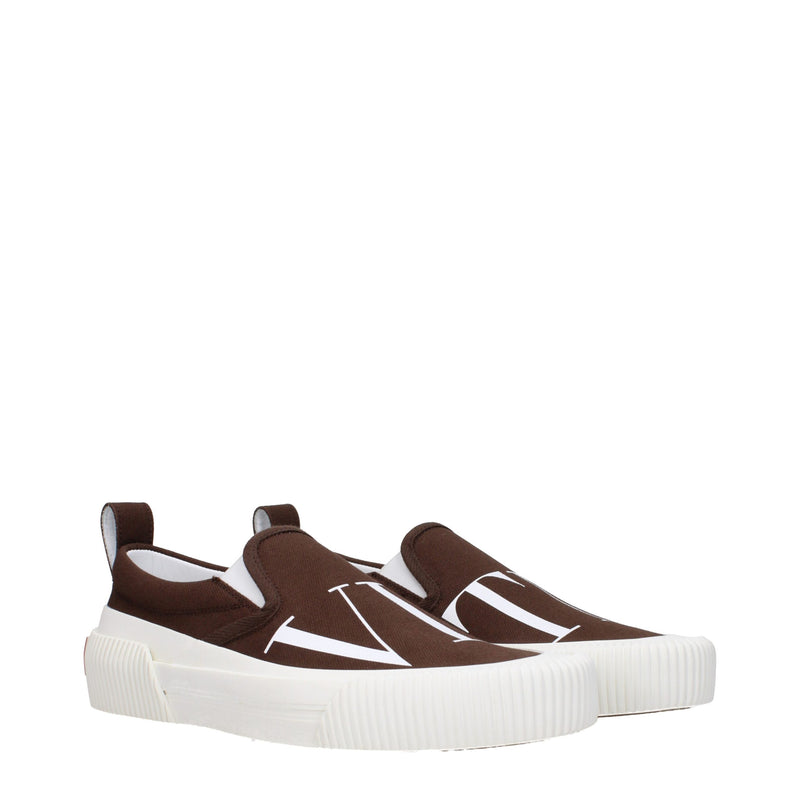 Valentino Garavani Brown Fabric Slip-On Loafers for Men