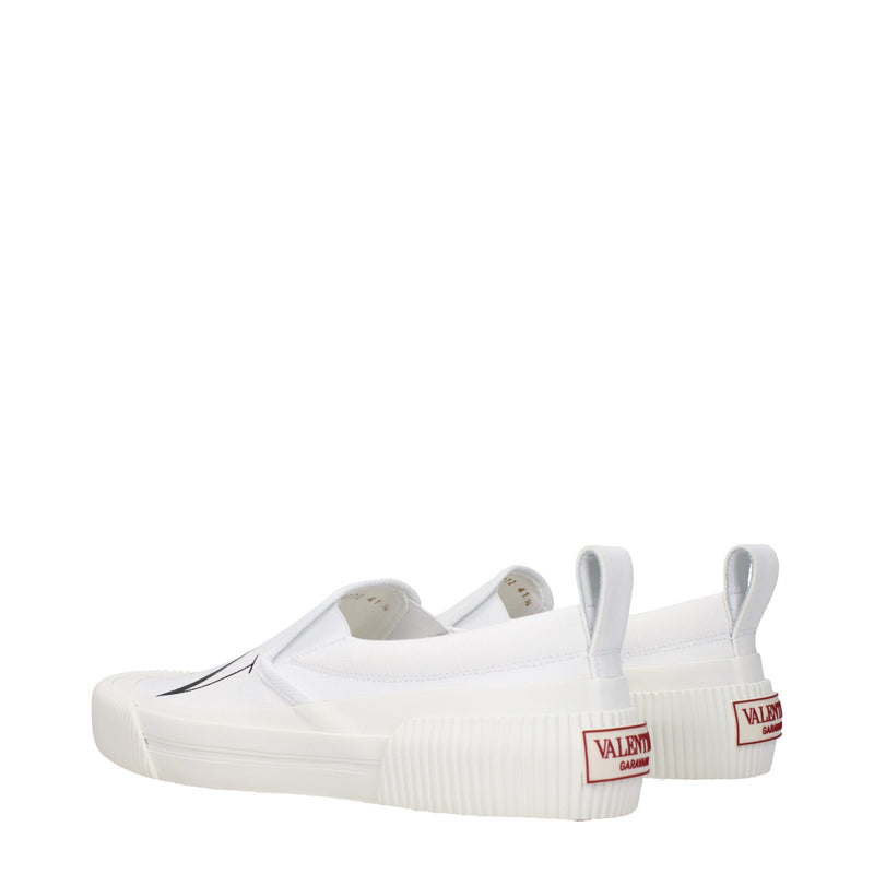 Valentino Garavani White Fabric Slip-On Loafers for Men