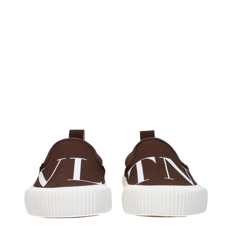 Valentino Garavani Brown Fabric Slip-On Loafers for Men