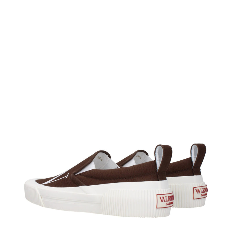 Valentino Garavani Brown Fabric Slip-On Loafers for Men