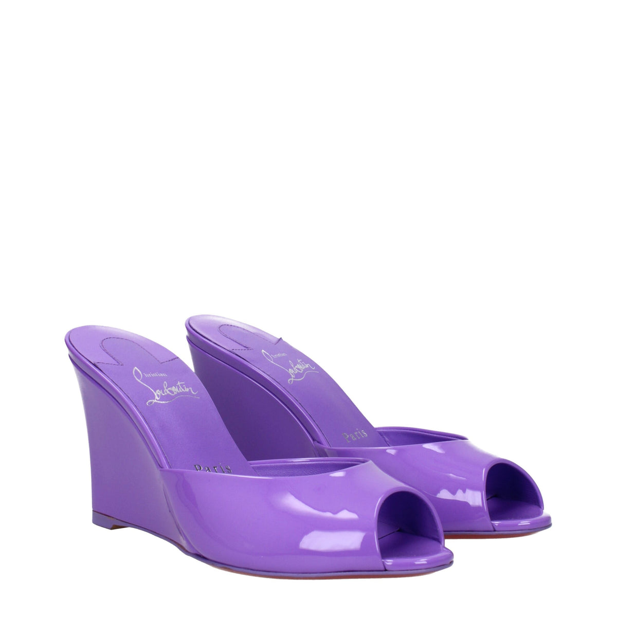 Christian Louboutin Purple Leather Wedge Sandals for Women