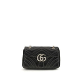Gucci Black Calf Leather GG Marmont Shoulder Bag