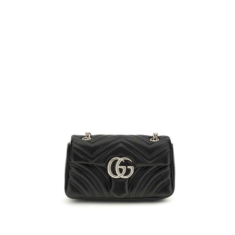 Gucci Black Calf Leather GG Marmont Shoulder Bag