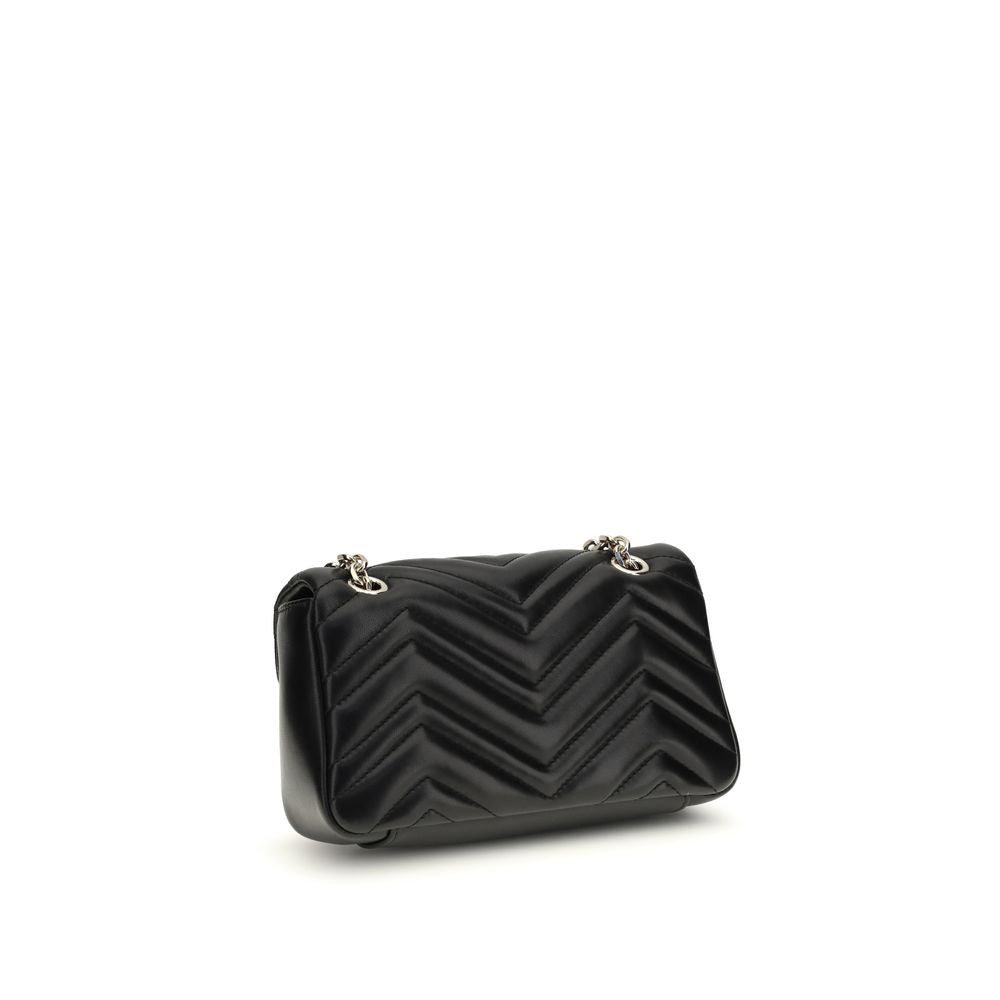 Gucci Black Calf Leather GG Marmont Shoulder Bag