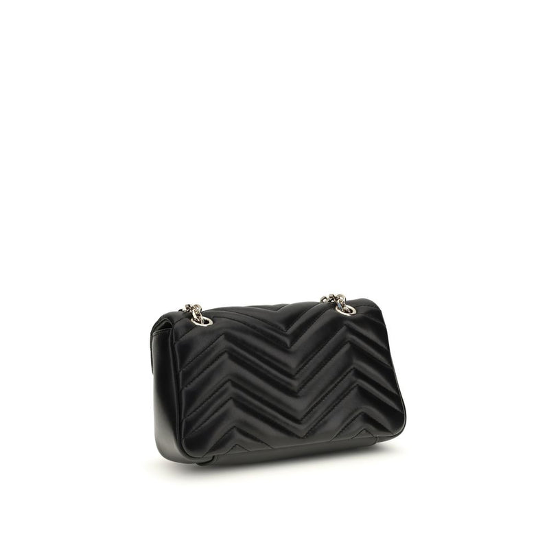 Gucci Black Calf Leather GG Marmont Shoulder Bag