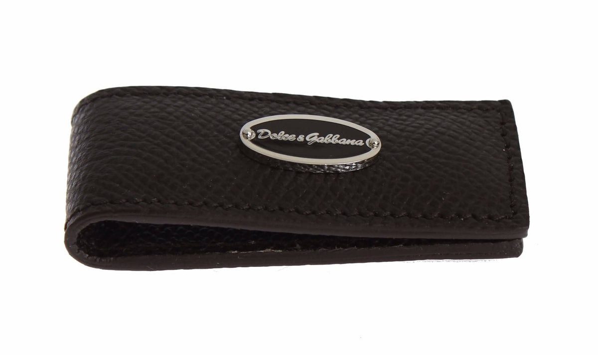 Pince à billets magnétique en cuir marron Dolce &amp; Gabbana pour homme