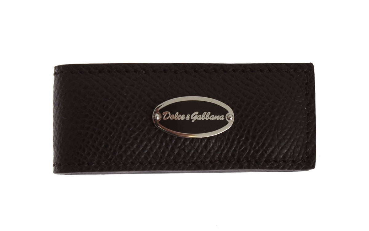 Pince à billets magnétique en cuir marron Dolce &amp; Gabbana pour homme