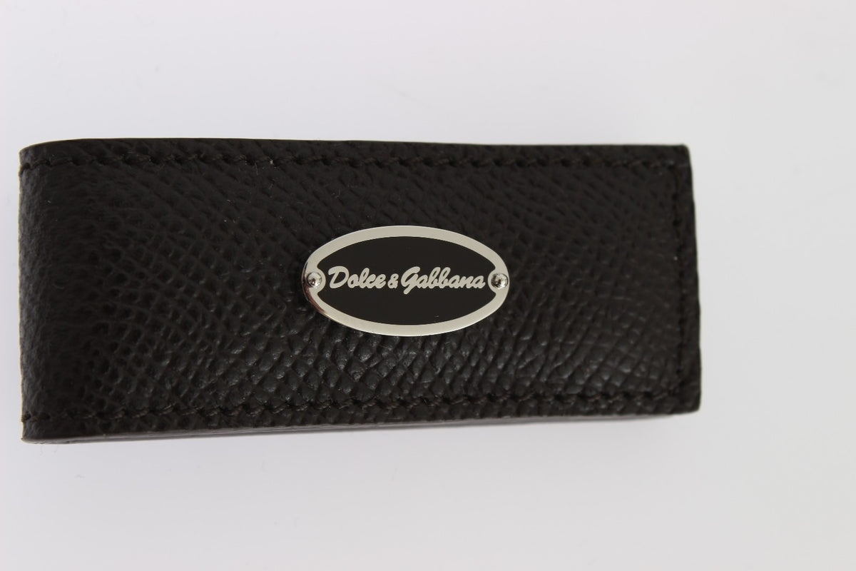 Pince à billets magnétique en cuir marron Dolce &amp; Gabbana pour homme