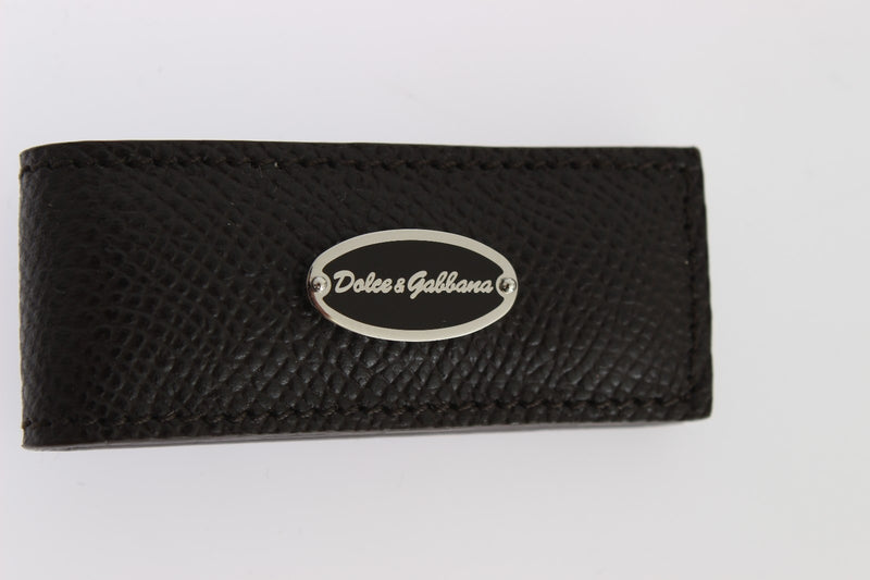 Pince à billets magnétique en cuir marron Dolce &amp; Gabbana pour homme