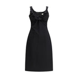 Magda Butrym Black Cotton Casual Dress with Draped Neckline