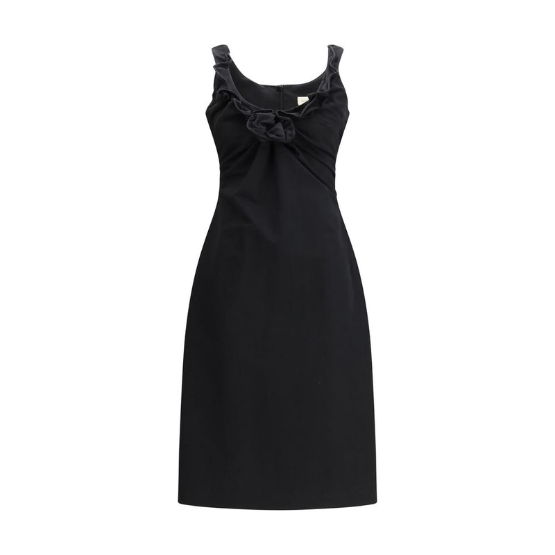 Magda Butrym Black Cotton Casual Dress with Draped Neckline