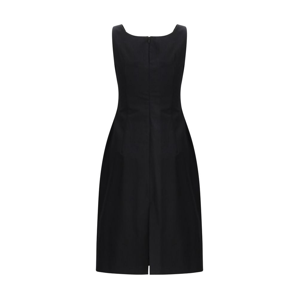 Magda Butrym Black Cotton Casual Dress with Draped Neckline