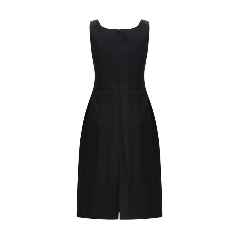 Magda Butrym Black Cotton Casual Dress with Draped Neckline