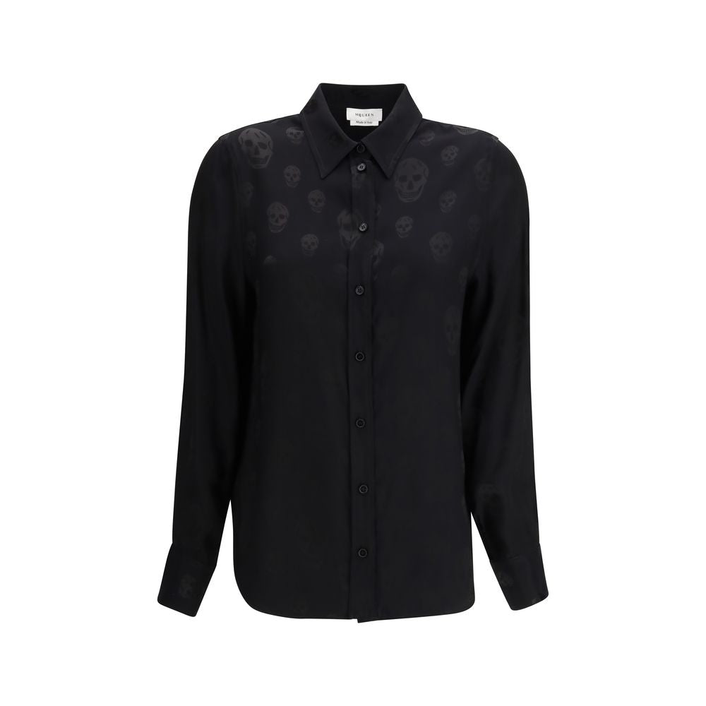 Alexander McQueen Black Viscose Skull Pattern Shirt